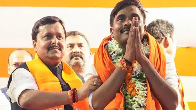 बीजेपी के राष्ट्रीय अध्यक्ष नितिन नबीन और बीजेपी प्रत्याशी नीरज कुमार सिन्हा 