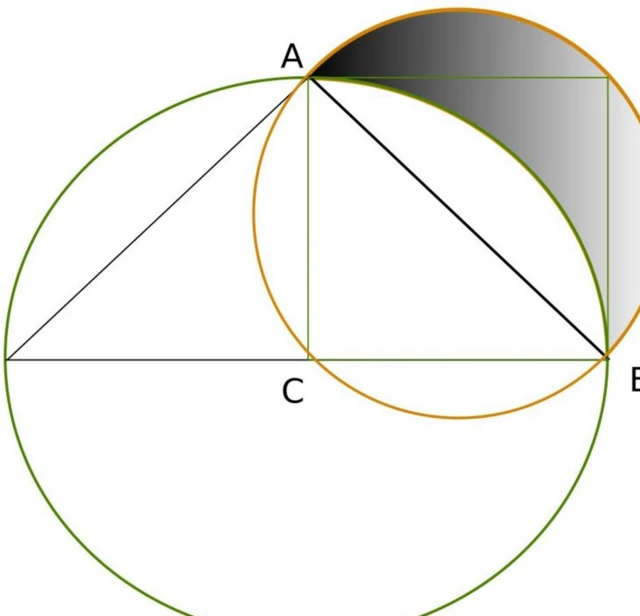 Schéma de la la lune d'Hippocrate au compas et à la règle