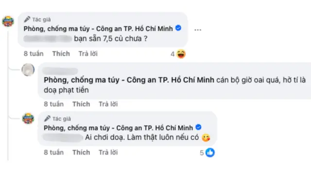 Một bình luận của trang "Phòng, chống ma túy - Công an TP. Hồ Chí Minh" 