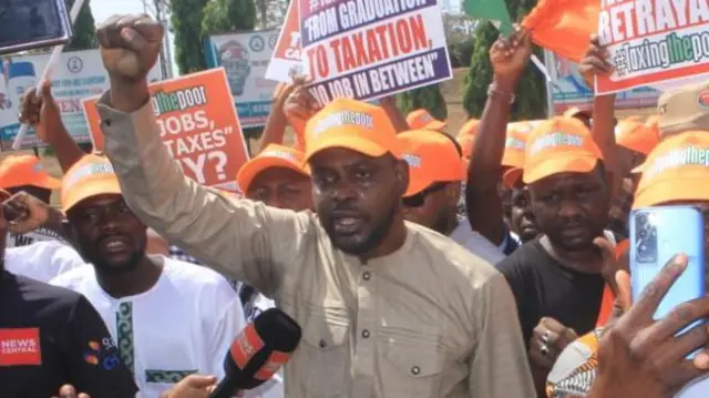 ADC youth leader, Balarabe Rufai during protest against increase in taxes