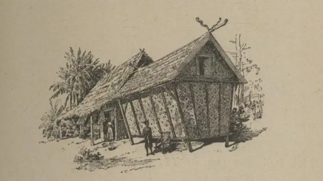 Replika gudang beras pada perhelatan Expositions Universelle Coloniale di Paris, Prancis, pada 6 Mei-31 Oktober 1889. 