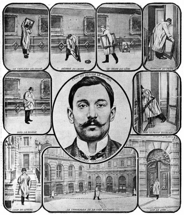 Una reconstrucción de cómo Vincenzo Peruggia perpetró el robo. 