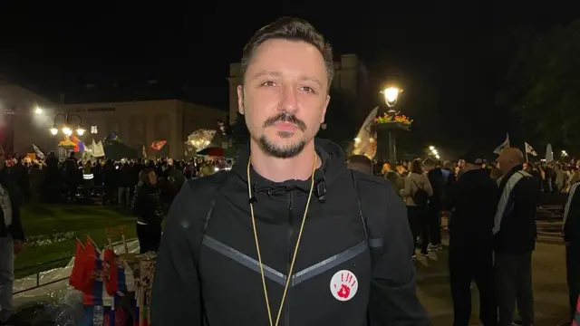 Miloš Milojević na protestu „Sloboda dolazi sa istoka" u Zaječaru 24. maja