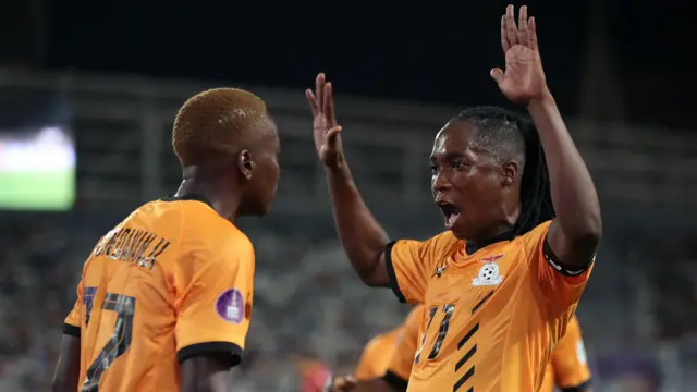 Racheal Kundananji and Barbra Banda wakishangilia bao