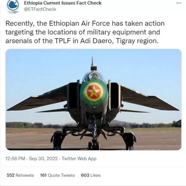 Screengrab of tweet from a government run Twitter account