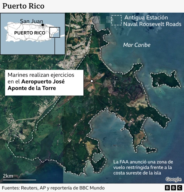 Mapa que muestra la situación geográfica de Puerto Rico