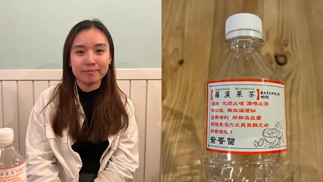 Ruby今年26歲,受家人影響,從6歲開始看中醫;訪問時,她喝着一瓶羅漢果茶。