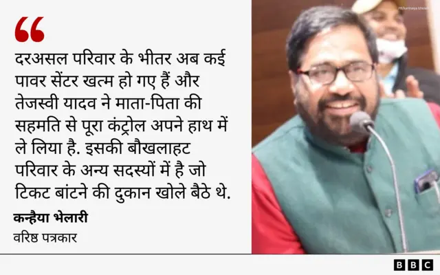 आरजेडी में संजय यादव के वर्चस्व पर प्रतिक्रिया देते वरिष्ठ पत्रकार कन्हैया भेलारी 