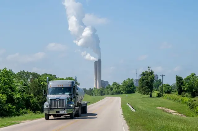 Emissions fume at the coal-fueled Oak Grove Power Plant on April 29, 2024 in Robertson County, Texas.