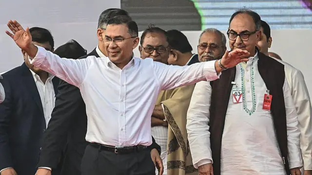 ঢাকায় সংবর্ধনাস্থলে তারেক রহমান