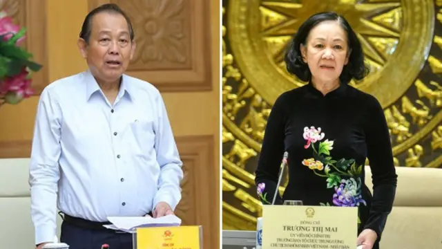 Ông Trương Hòa Bình (trái), và bà Trương Thị Mai (phải)