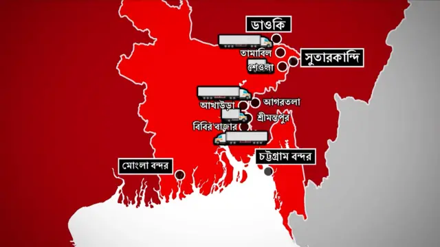 মোংলা ও চট্টগ্রাম বন্দর ব্যবহার করে চারটি স্থলবন্দর দিয়ে পণ্য আনা ও নেয়া করতে পারবে ভারত