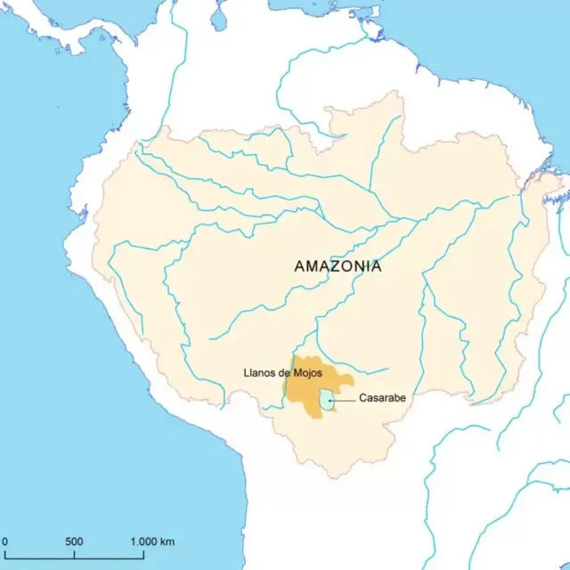 Carte montrant la savane des Llanos de Mojos