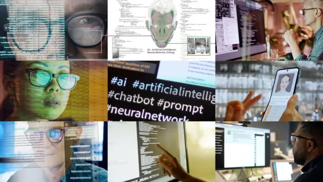 নয়টি আলাদা ছবি জোড়া দিয়ে একটি ছবি বানানো হয়েছে। সবগুলো ছবিতেই কম্পিউটার মনিটর দেখা যাচ্ছে। কয়েকজন মানুষও আছে। প্রতীকী ছবি