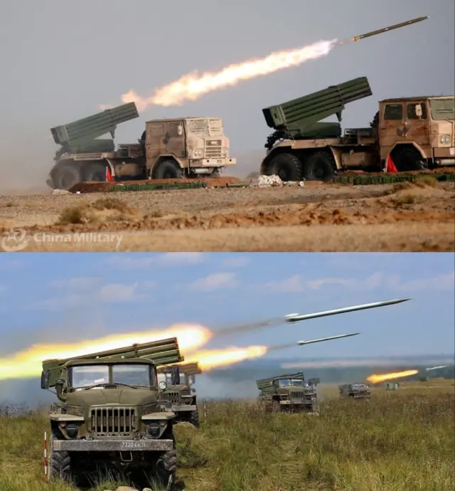 

Type 81 үлгүсүндөгү реактивдүү система — Shaanxi SX250 шассисинде, ал эми орусиялык “Град” системасы — “Урал” базасында

