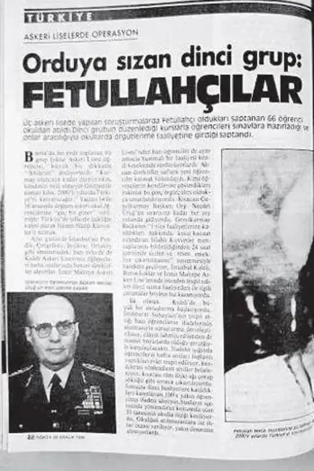 1986 yılında Nokta dergisinde yayımlanan bir haberin başlığı: "Orduya sızan dinci grup: Fethullahçılar"