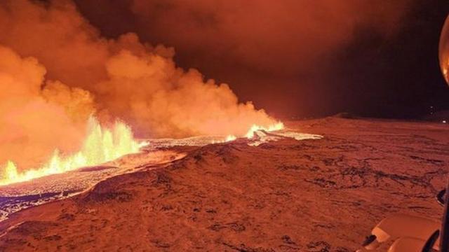 Erupción del volcán en Islandia. 