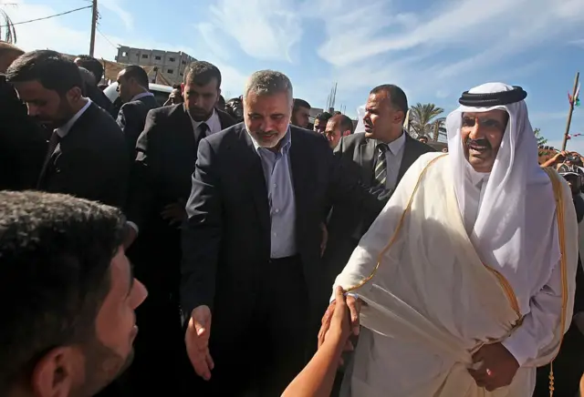 Ismail Haniya e Hamad bin Jalifa al Thanibet nacional pngGaza.