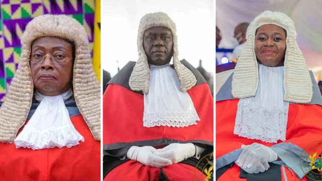 Former Chief Justices (L) Sophia Akuffo, Kwesi Anin Yeboah (M) and current CJ Gertrude Torkonoo (R)