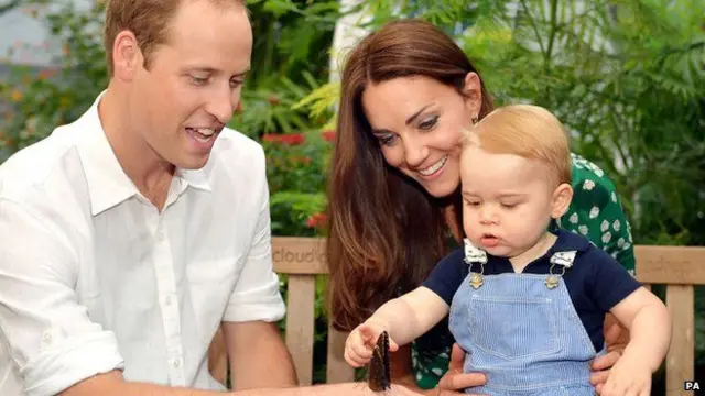 Prince George and the then Duke and Duchess of Cambridge