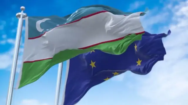 O‘zbekiston va Yevropa Ittifoqi bayroqlari