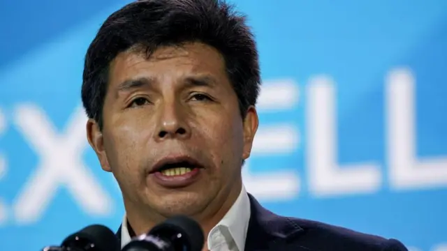 Pedro Castillo, expresidente de Perú, interviene durante la Cumbre de Directores Ejecutivos de las Américas.
