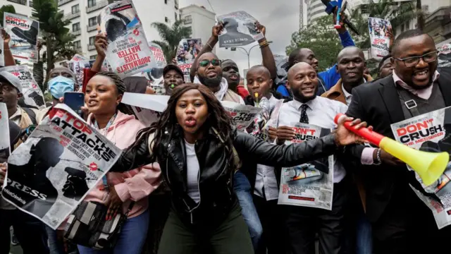 Masu zanga-zanga kenan a birnin Nairobi a Kwnya, ranar  24 Yuli  2024