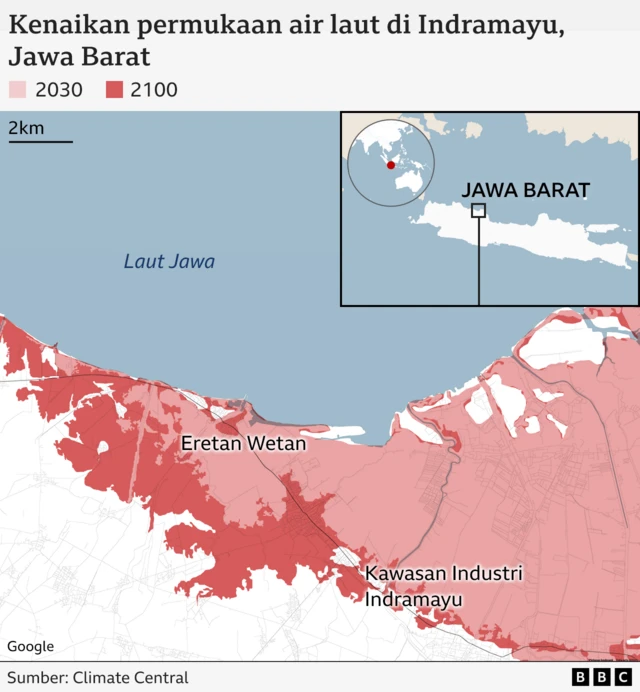 Kenaikan permukaan air laut di Indramayu 