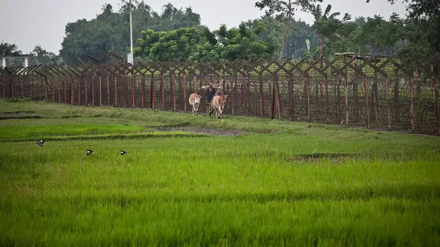 भारत और बांग्लादेश की सीमा के पास स्थित एक गांव की तस्वीर 