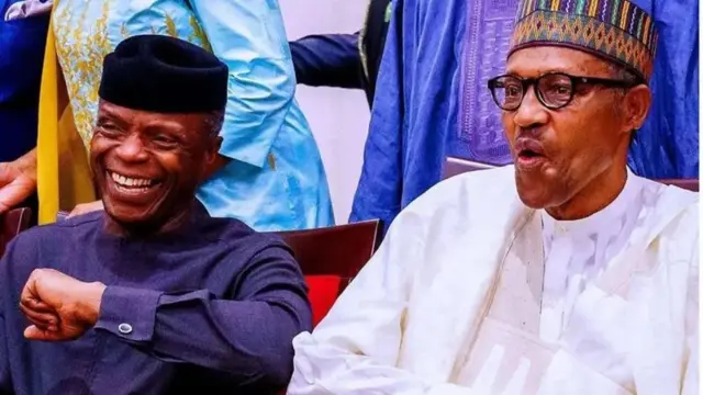Marigayi shugaba Buhari tare da mataimakinsa, Farfesa Osinbajo.