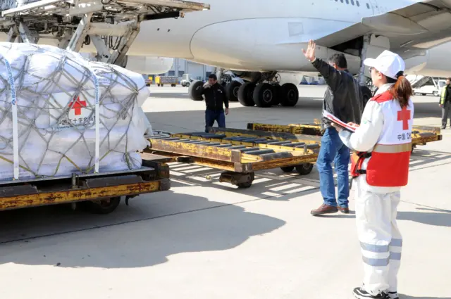 चीनले सिरियालाई पठाएको सहयोग दमास्कसमा