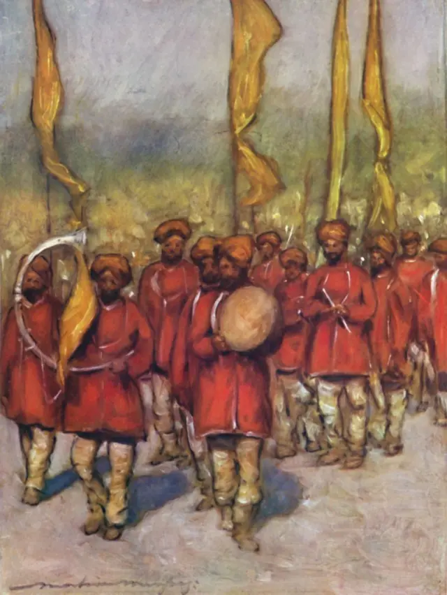 વર્ષ 1911ના દિલ્હી દરબારમાં હાજર થયેલા કચ્છના સૈનિકોનું ચિત્ર