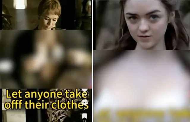 Blurred AI-made images Game of Thrones stars Lena Headey and Maisie Williams in adverts