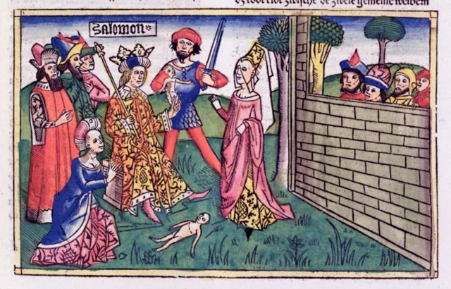 Illustration de la scène "Le jugement de Salomon"