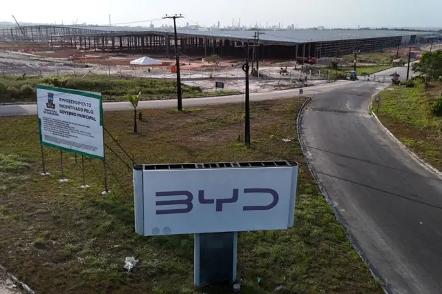Canteiro de obras da BYD em Camaçari em janeiro de 2025