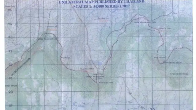 ราชอาณาจักรกัมพูชาระบุกับศาลโลกว่าแผนที่หมายเลข L7017 มาตราส่วน 1:50,000 เป็นแผนที่ที่ไทยใช้อยู่ฝ่ายเดียว (unilateral map)