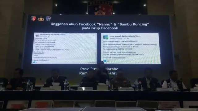 SB, pemilik akun Facebook Nannu, dan G, pemilik akun FB Bambu Runcing disebut mengunggah ajakan penggerudukan rumah Ahmad Sahroni melalui grup Facebook.
