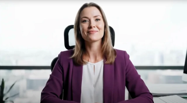 Imagem de uma mulher em roupas sociais, gerado por inteligência artificial.