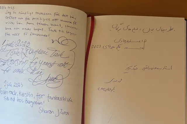 یادداشت‌های اصغر فرهادی در دفترچه یادگاری در خانه برگمان