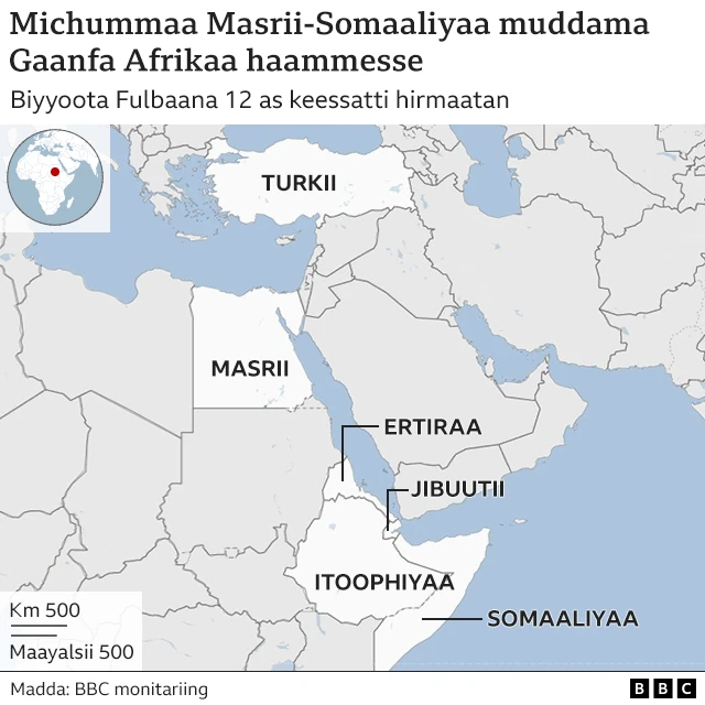 Kaartaa hariiroo Tarkiifi Masiriin dhimma Galaana Diimaarratti tolfataa jiran agarsiisu