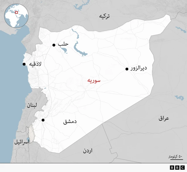 نقشه کلی سوریه و مرزهایش با همسایگانش