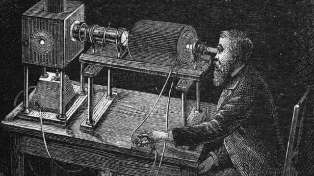 Ilustración de Maxwell investigando magnetismo y luz.