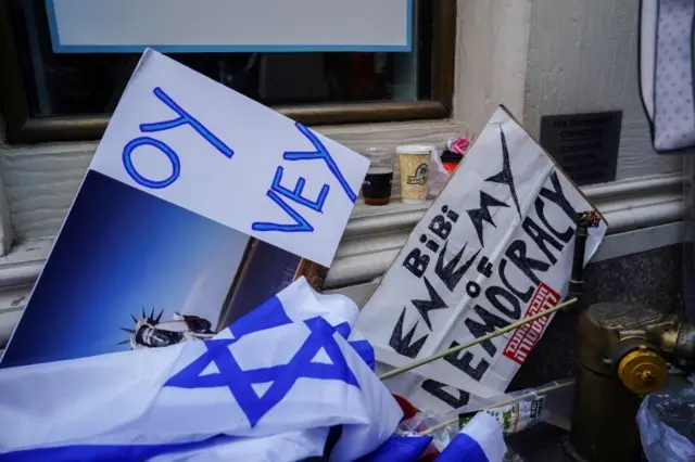 تظاهرات در برابر هتل محل دیدار بایدن و نتانیاهو