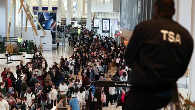 Fila en un aeropuerto de EE.UU. 