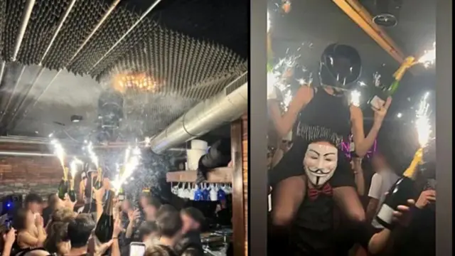 সুইজারল্যান্ডের ক্রঁ-মন্তানা স্কি রিসোর্টের নাইটক্লাবের ভেতরে তোলা ছবি