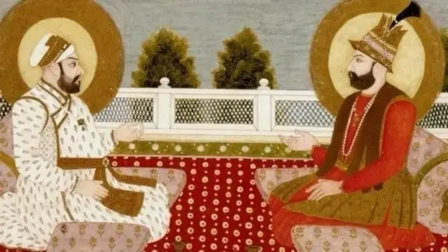 नादिर शाह आणि मोहम्मद शाह 'रंगीला' यांच्यातील चर्चा दाखवणारं एक पेंटिंग.