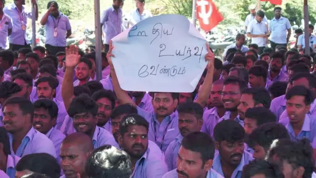 காஞ்சிபுரம்: சாம்சங் ஊழியர் போராட்டத்தில் இழுபறி நீடிப்பது ஏன்? பிபிசி தமிழிடம் சாம்சங் நிறுவனம் கூறியது என்ன?