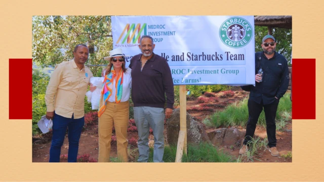 ስታርባክስ ምክትል ፕሬዝዳንት የሆኑት ሜሼል በርንስ ከሚድሮክ ኢንቨስትመንት ግሩፕ ዋና ስራ አስፈፃሚ አቶ ጀማል አህመድ ጋር