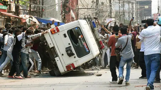 बिहार बंद के दौरान प्रदर्शनकारी