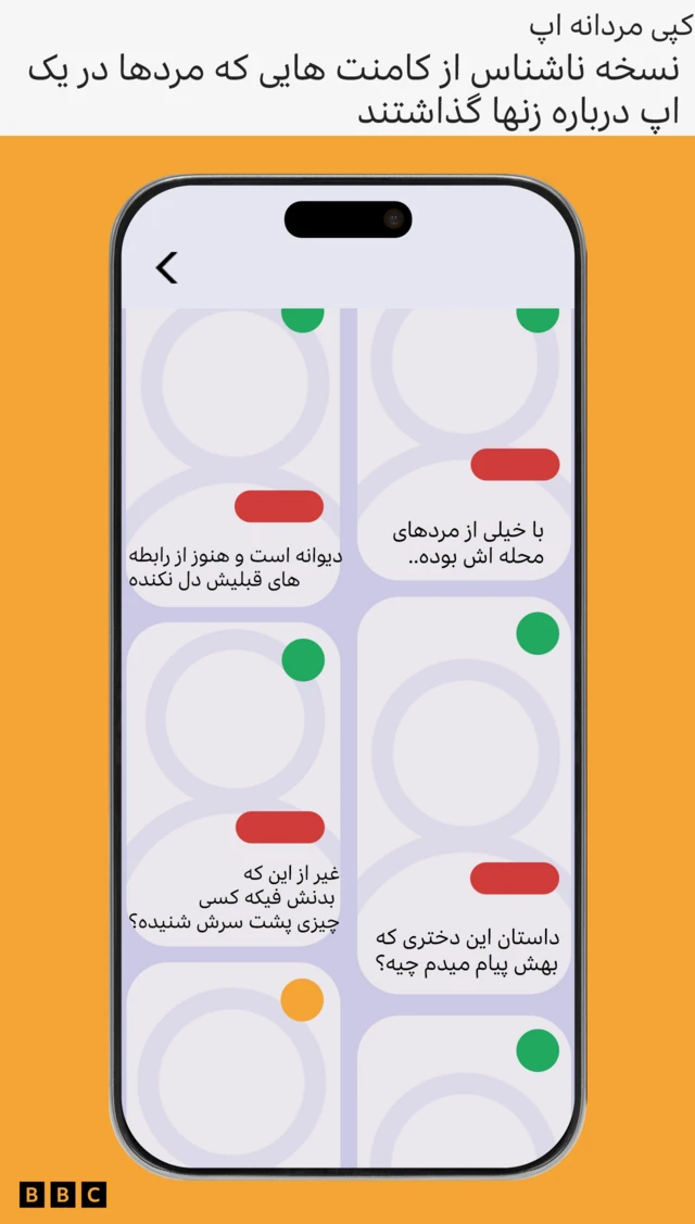 تصویری از شکل گوشی با نقدهای ناشناس از اپلیکیشن‌های مردانه تی